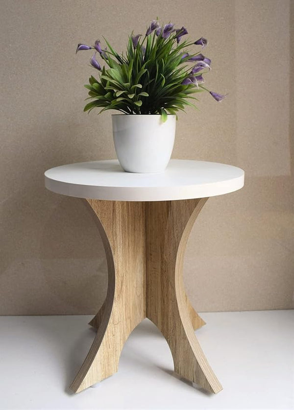 Sleek Wooden Side Table/End Table/Plant Stand/Tea Table/Stool Living Room Furniture Round Shape (12 Inch)