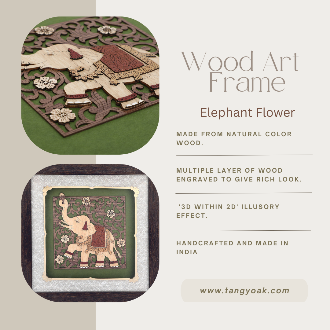 Elephant Flower - 3d Wooden Layer Frame