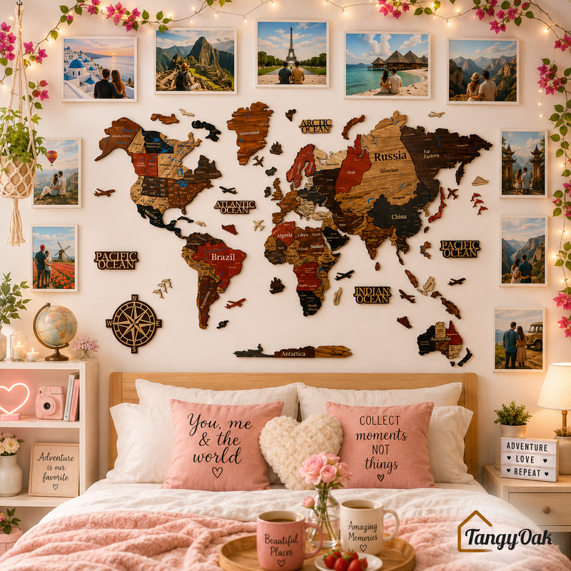 3D World Map - Wooden Wall Decor || Wall Hanging