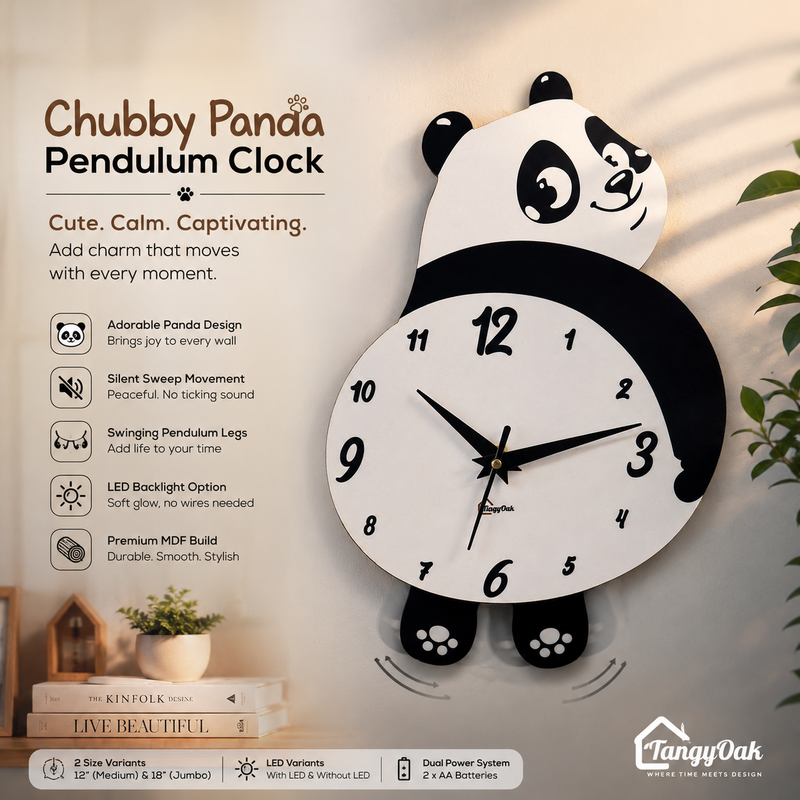 Chubby Panda - Pendulum Wall Clock