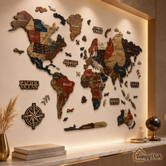3D World Map - Wooden Wall Decor || Wall Hanging