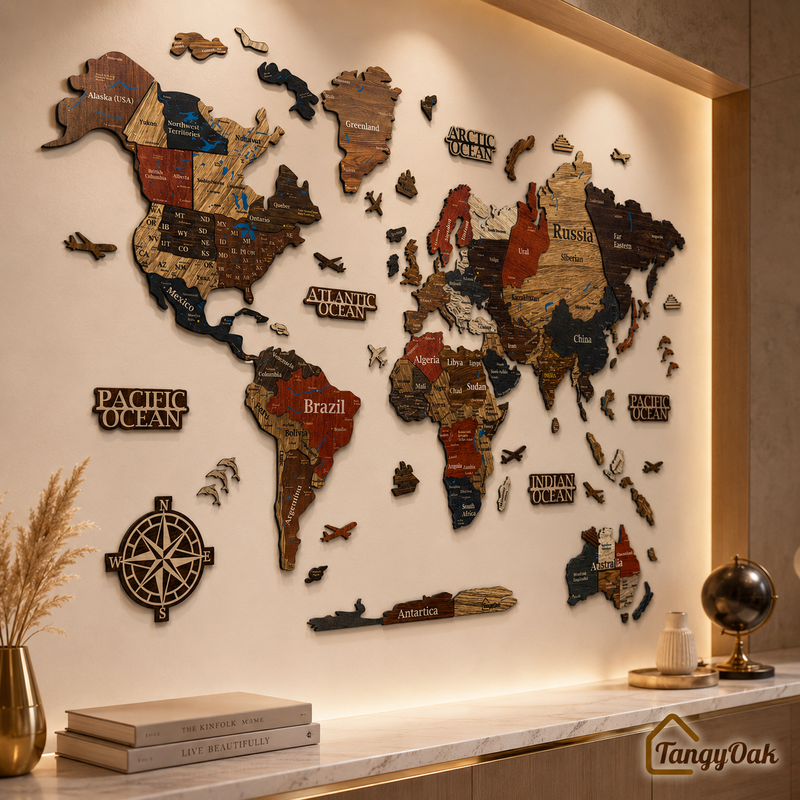 3D World Map - Wooden Wall Decor || Wall Hanging