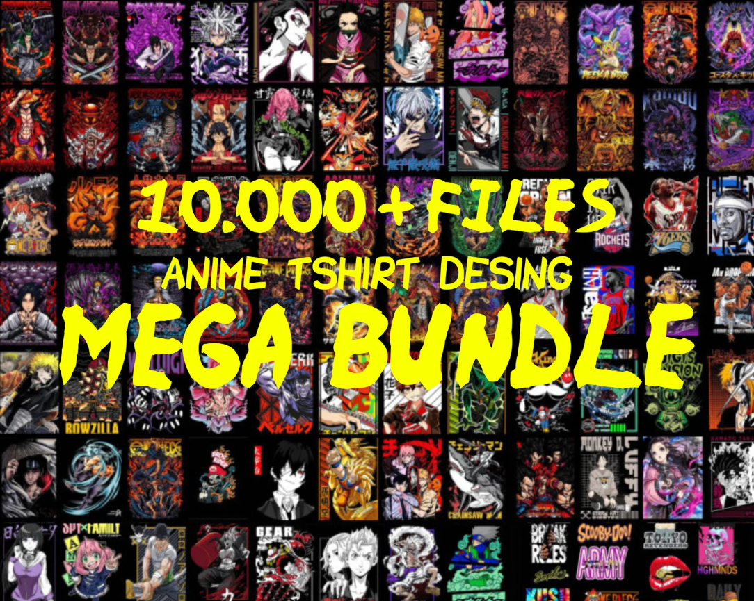 Anime Mega Design Pack 10.000 Files , Anime and Logo Styles with Premium Content and Unlimited Lifetime Access, perfect for apparel