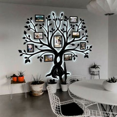Beautiful Tree LED - Wall Decor Photo Frames ( 9 Photo Frames + 6mm Wooden Acrylic Tree )