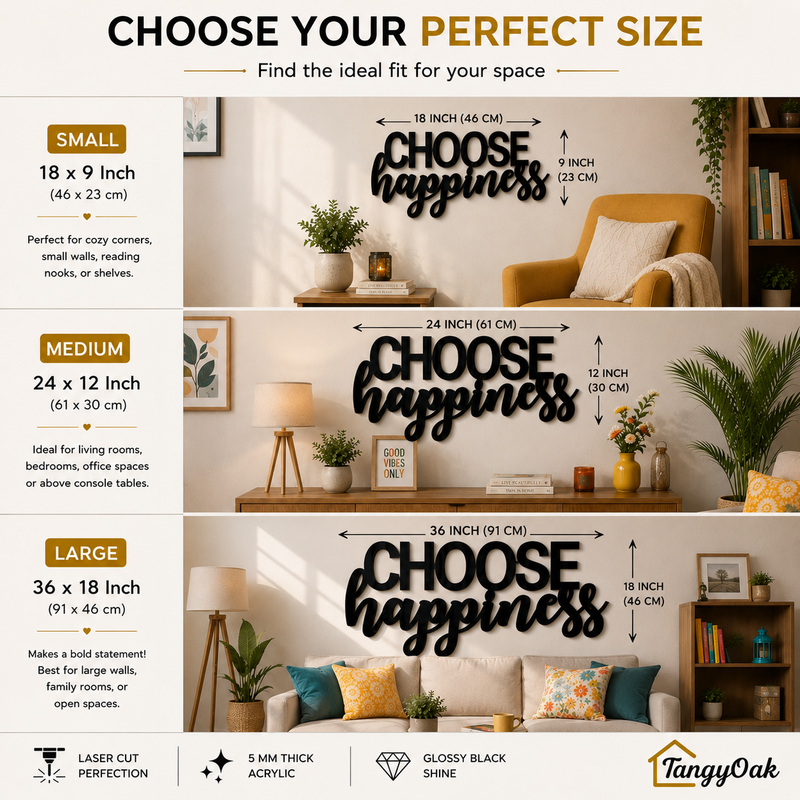 Choose Happiness - Wooden Acrylic Wall Decor || Wall Hanging