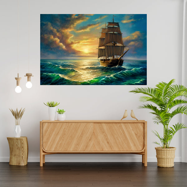 Ship in Sea - Wall Painting