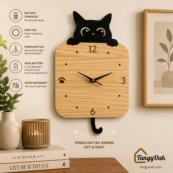 Peek-a-Boo Cat Pendulum Wall Clock