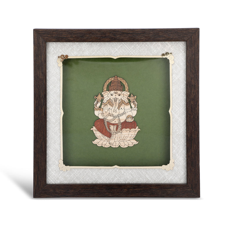 Ganesha Lotus - Premium Wood Art Photo Frame
