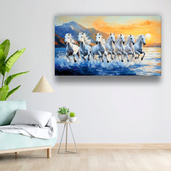 Seven White Horse - Canvas Wall Painting