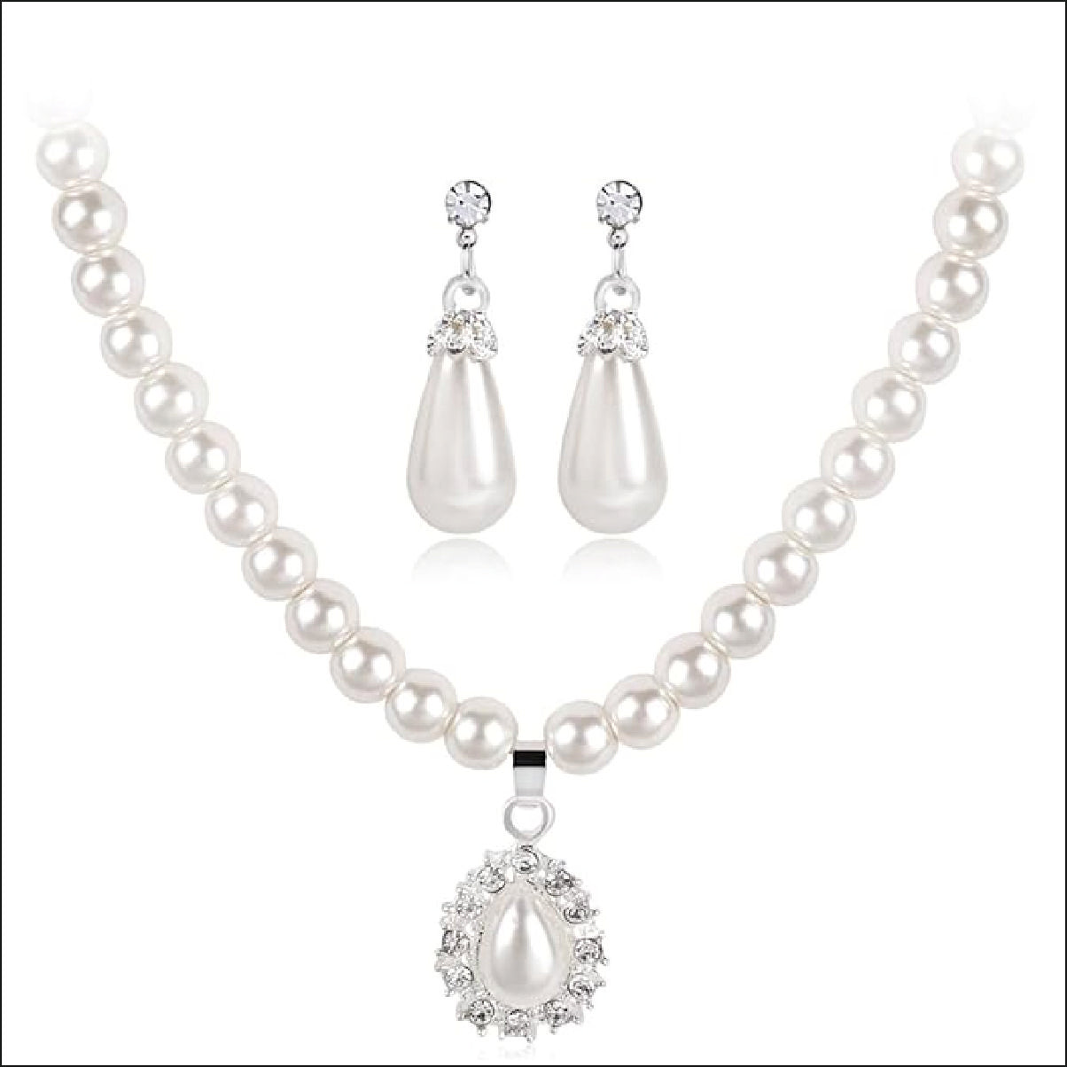 Heavenly Adorn Necklace Latest Stylish Design Fancy Pearl Necklace Jewellery Set for Women