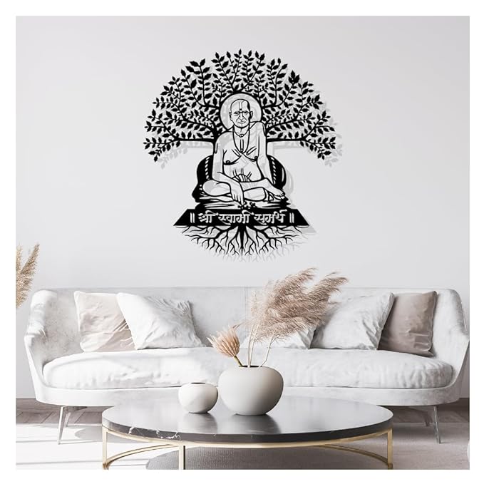 Shri Swami Samarth with Tree - Wooden Acrylic Wall Decor || Wall Hanging
