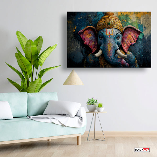 Lord Ganesha Vintage - Canvas Wall Painting Frame