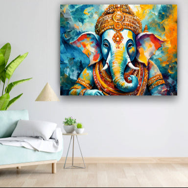 Lord Ganesha Colurful - Canvas Wall Painting