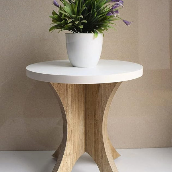 Sleek Wooden Side Table/End Table/Plant Stand/Tea Table/Stool Living Room Furniture Round Shape (12 Inch)