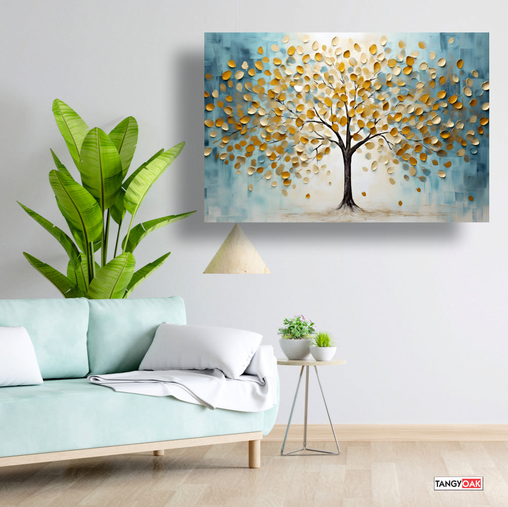 Golden Leaf Tree - Canvas Wall Painting Frame