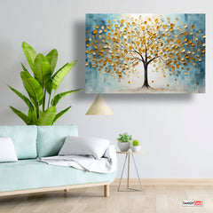 Golden Leaf Tree - Canvas Wall Painting Frame