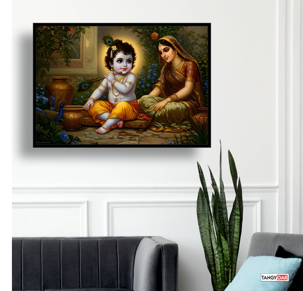 Bal Gopal Krishna with Maa Yashoda - Wall Painting Frame