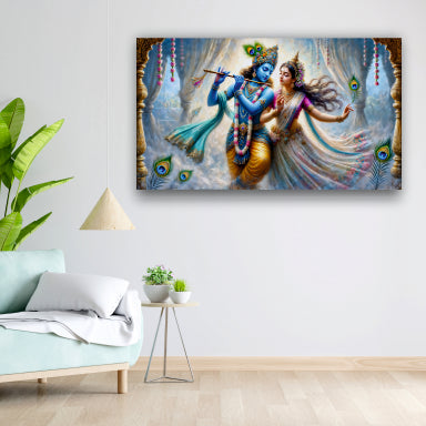 Radhe Krishna with Flute - Canvas Wall Painting
