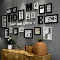 Home - Love You Forever - Wall Decor Photo Frames ( 11 Photo Frames + 6mm Wooden Acrylic Letters )