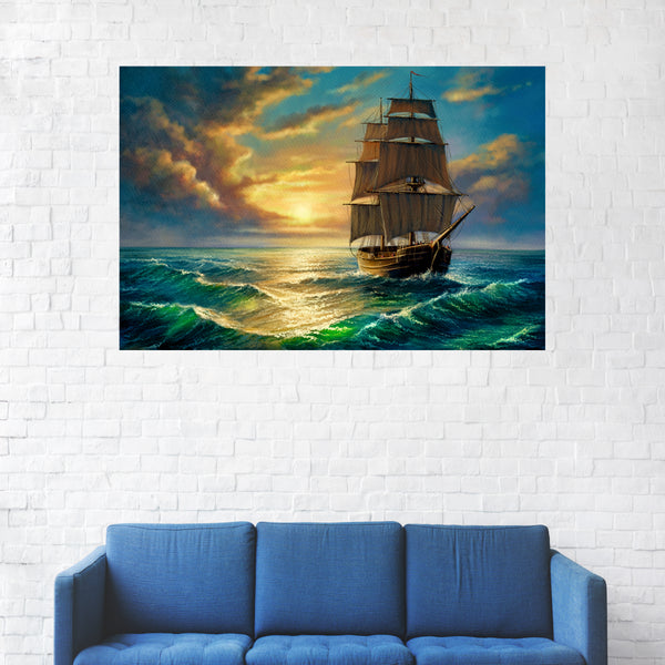 Ship in Sea - Wall Painting