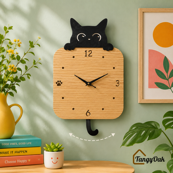 Peek-a-Boo Cat Pendulum Wall Clock