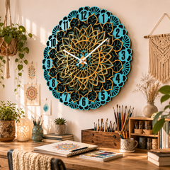 Aarunya Mandala Layered Wooden Wall Clock