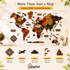 3D World Map - Wooden Wall Decor || Wall Hanging