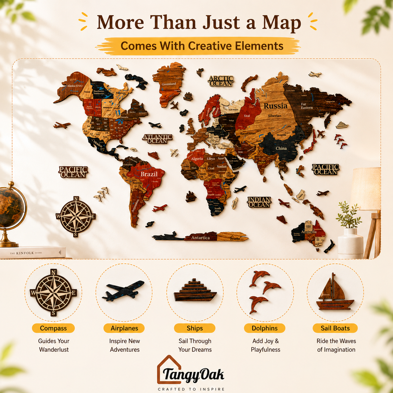 3D World Map - Wooden Wall Decor || Wall Hanging