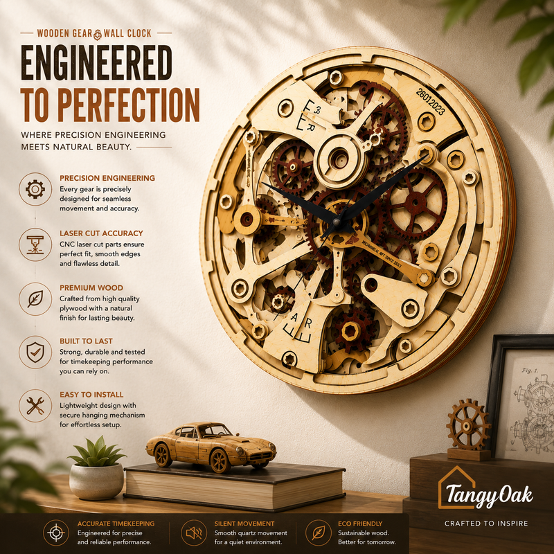 Wooden Gears - Wall Clock