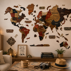 3D World Map - Wooden Wall Decor || Wall Hanging