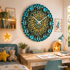 Aarunya Mandala Layered Wooden Wall Clock
