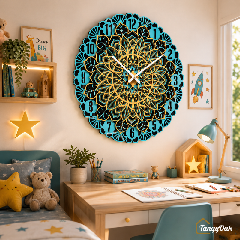 Aarunya Mandala Layered Wooden Wall Clock