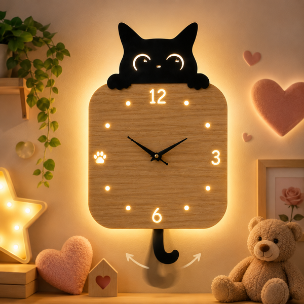 Peek-a-Boo Cat Pendulum Wall Clock