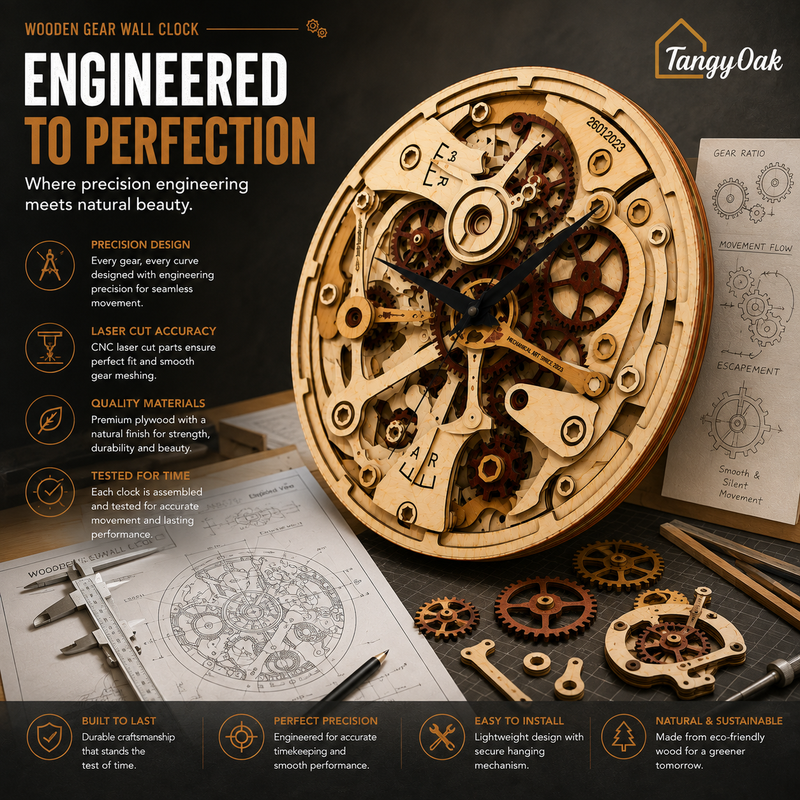 Wooden Gears - Wall Clock