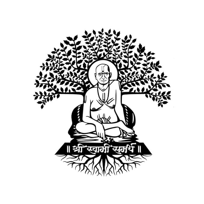 Shri Swami Samarth with Tree - Wooden Acrylic Wall Decor || Wall Hanging