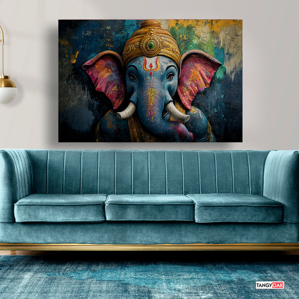 Lord Ganesha Vintage - Canvas Wall Painting Frame