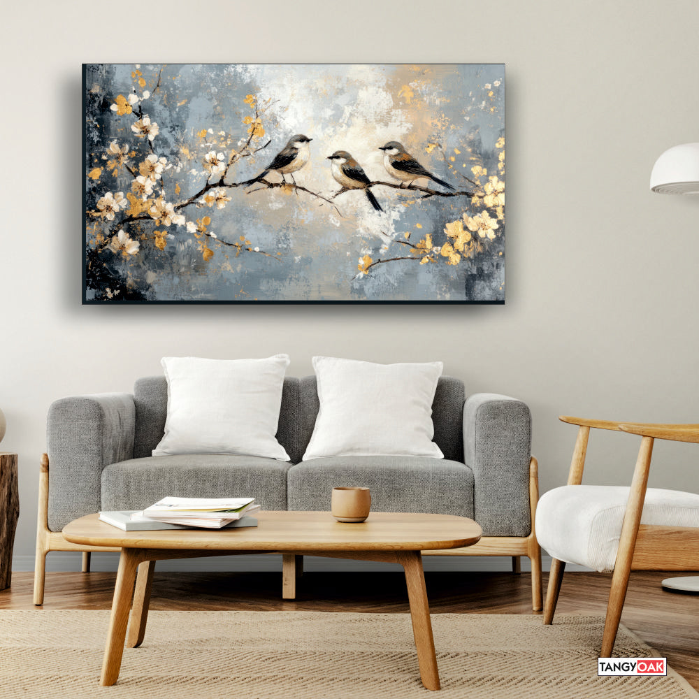 Sparrow Birds - Canvas Wall Painting Frame