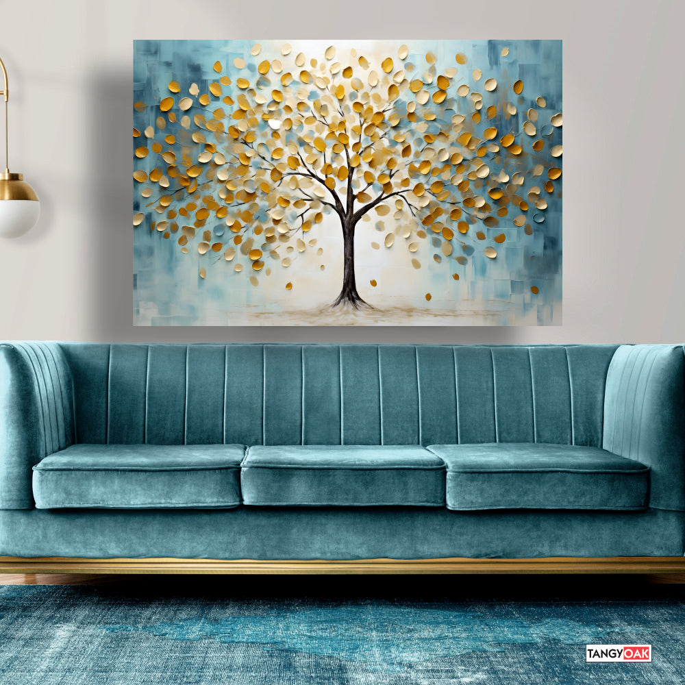 Golden Leaf Tree - Canvas Wall Painting Frame