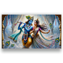 Radhe Krishna with Flute - Canvas Wall Painting