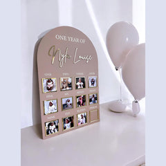 1st Birthday Photo Board, First Birthday Milestone Plaque, My First Year Sign, Baby 12 Months Board, Kids Bday Decor, 1st Birthday Decorations