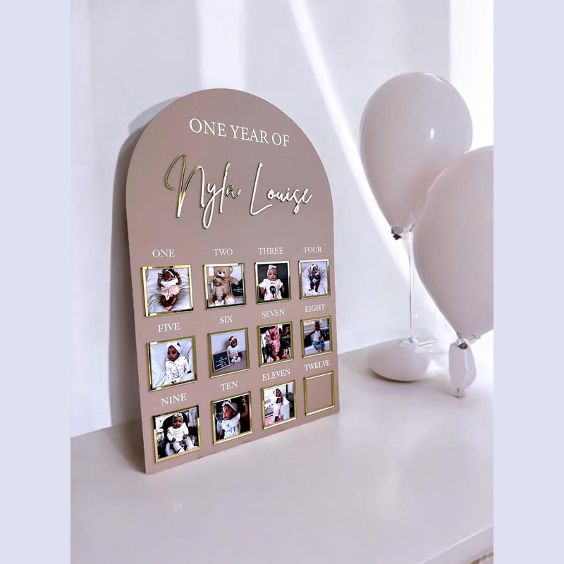1st Birthday Photo Board, First Birthday Milestone Plaque, My First Year Sign, Baby 12 Months Board, Kids Bday Decor, 1st Birthday Decorations