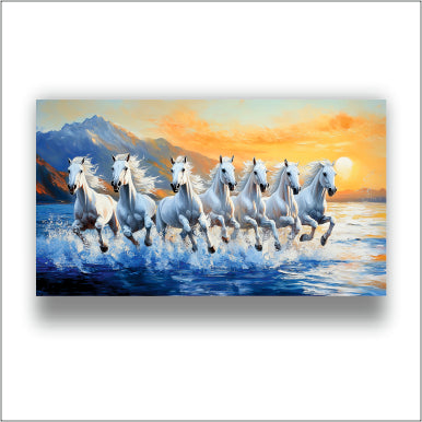 Seven White Horse - Canvas Wall Painting