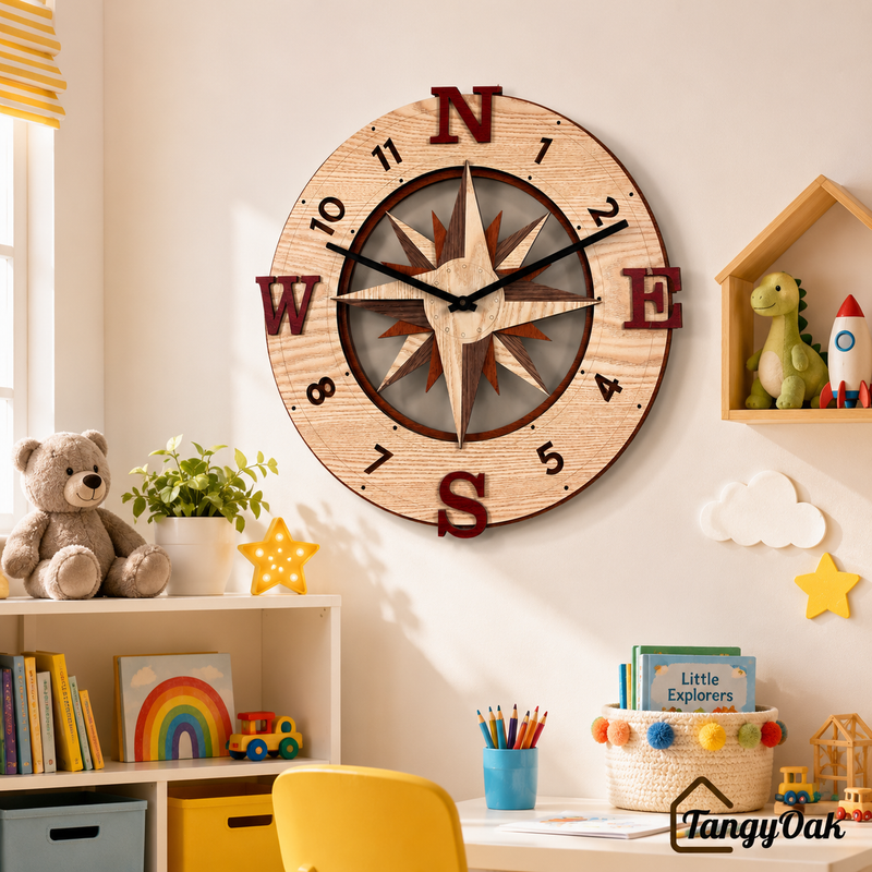Wayfinder Compass Layered Wooden - Wall Clock