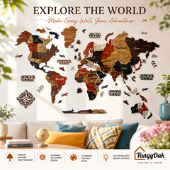3D World Map - Wooden Wall Decor || Wall Hanging