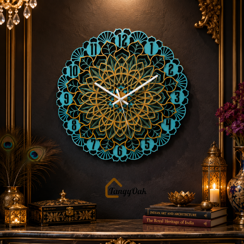 Aarunya Mandala Layered Wooden Wall Clock