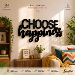 Choose Happiness - Wooden Acrylic Wall Decor || Wall Hanging