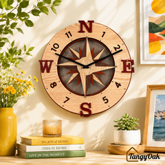 Wayfinder Compass Layered Wooden - Wall Clock