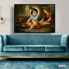 Bal Gopal Krishna with Maa Yashoda - Wall Painting Frame
