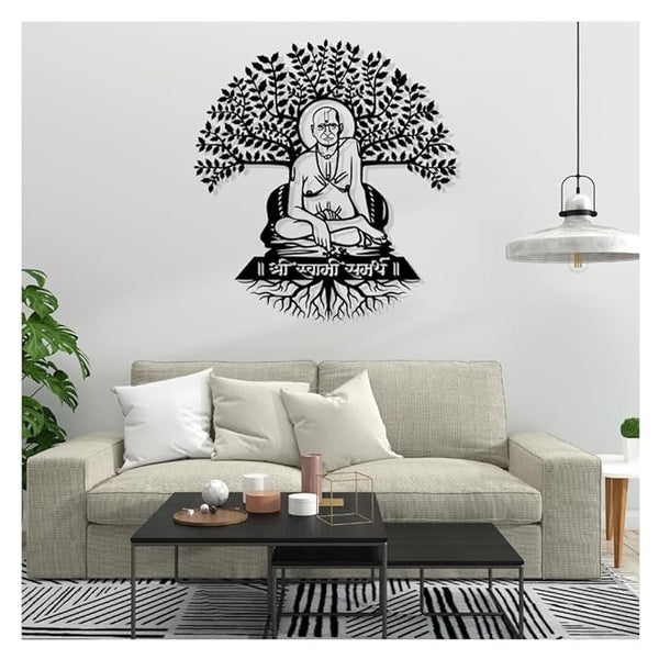 Shri Swami Samarth with Tree - Wooden Acrylic Wall Decor || Wall Hanging