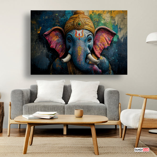 Lord Ganesha Vintage - Canvas Wall Painting Frame